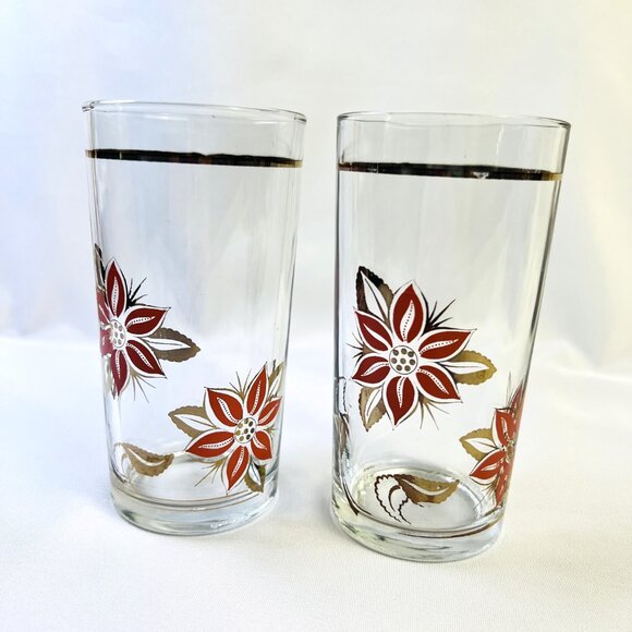 Cerve Devalbor Italy Vintage Glass Juice Pitcher Glasses Rose Pink Floral - Picture 4 of 11